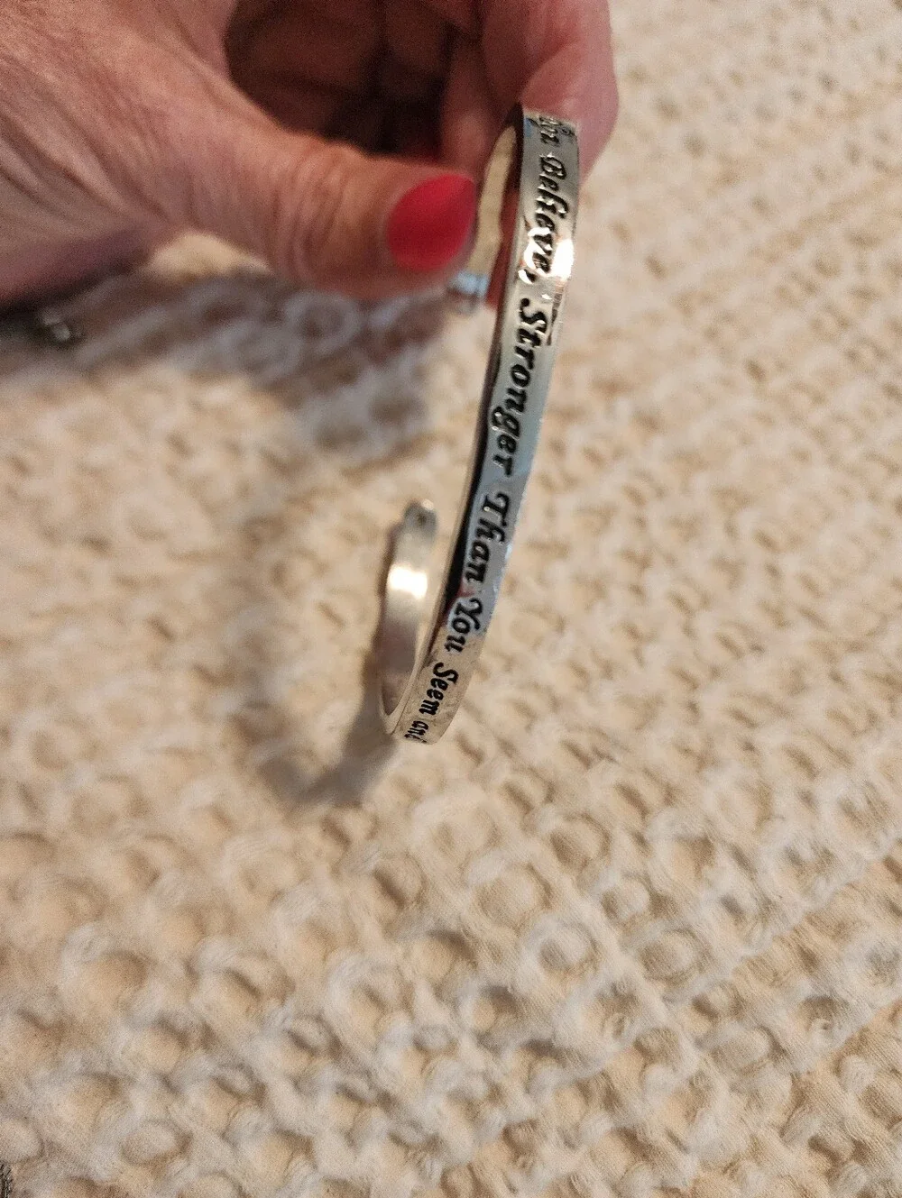 Lot Of 4 Silver-Tone Bracelets 3 Bolo Style 1 Inspirational Cuff Flipflop Bling